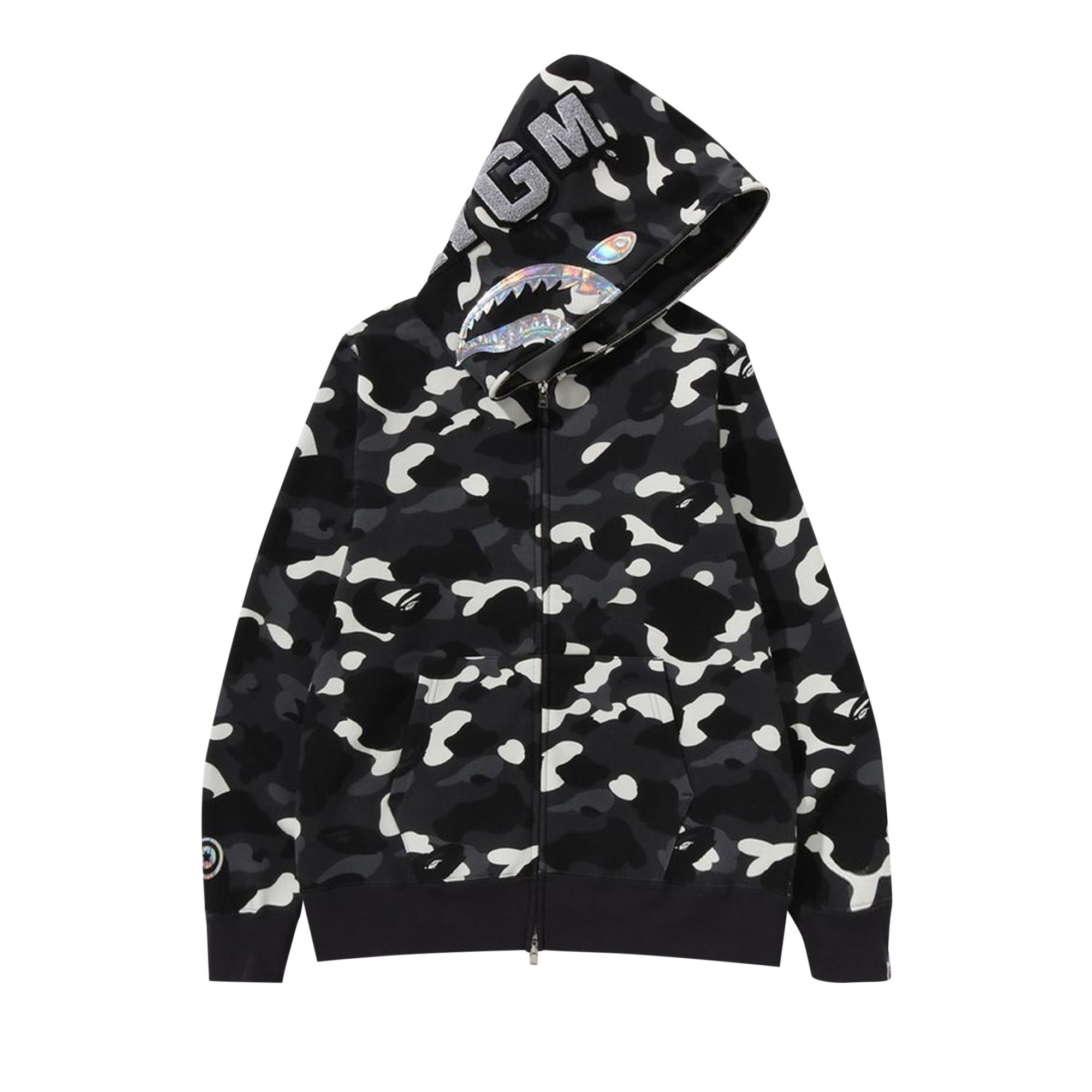 BAPE City Camo Shark Full Zip Hoodie 'Black' - 2