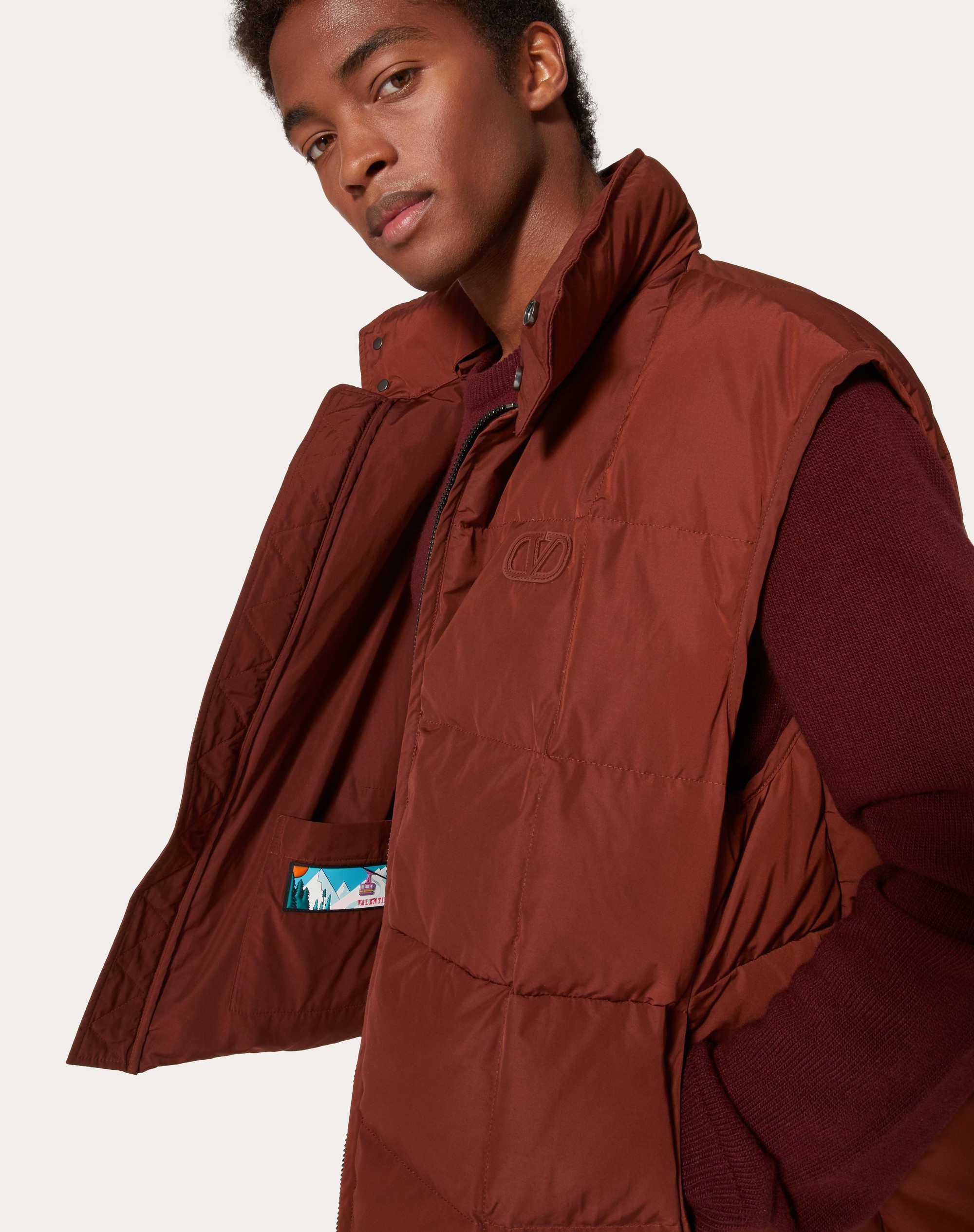 COTTON NYLON VEST WITH VLOGO SIGNATURE PATCH - 5