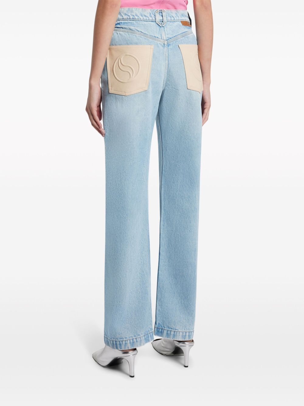 S wave-patch straight-leg jeans - 4