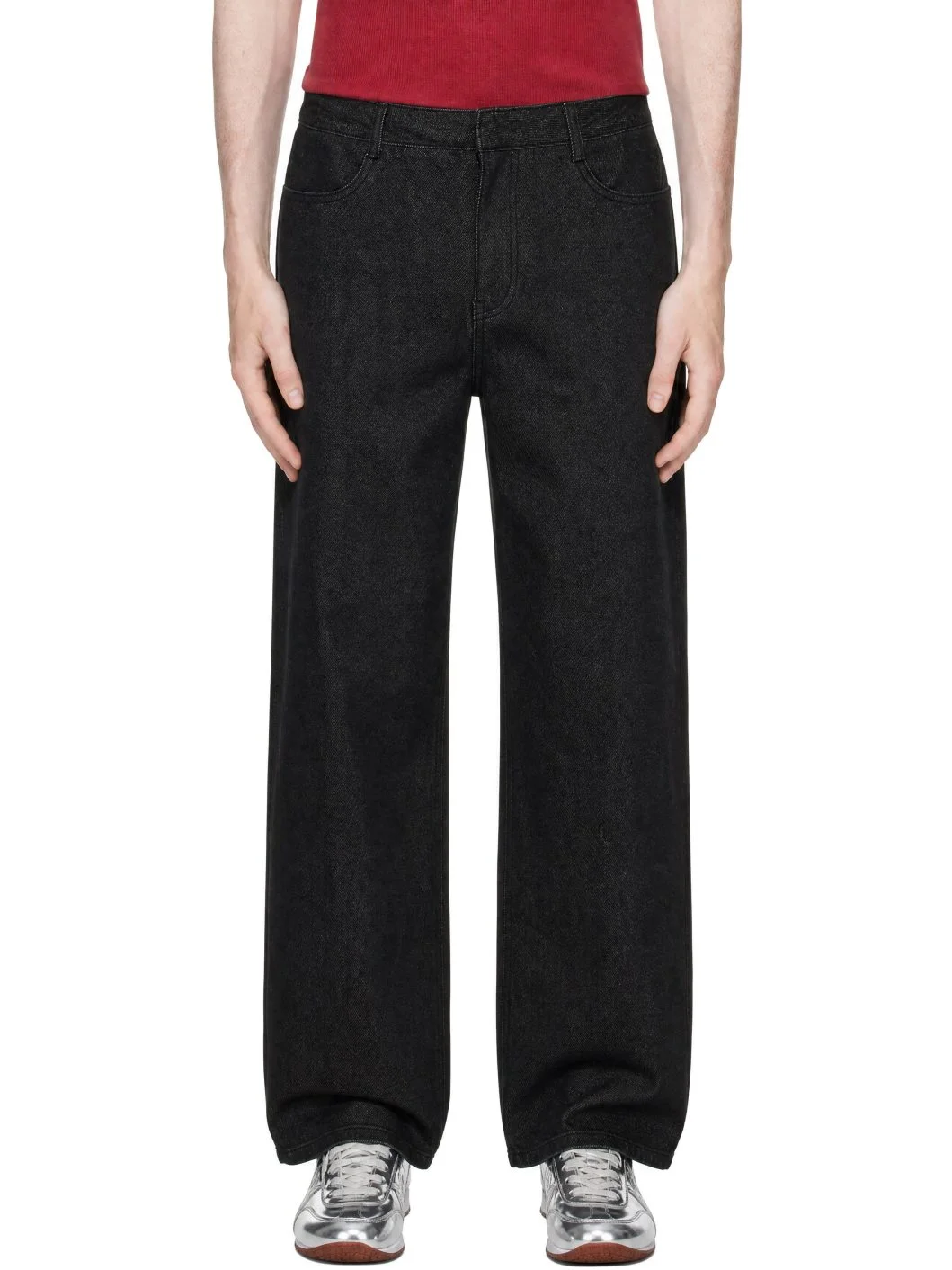 Black Straight Fit Denim Jeans - 1