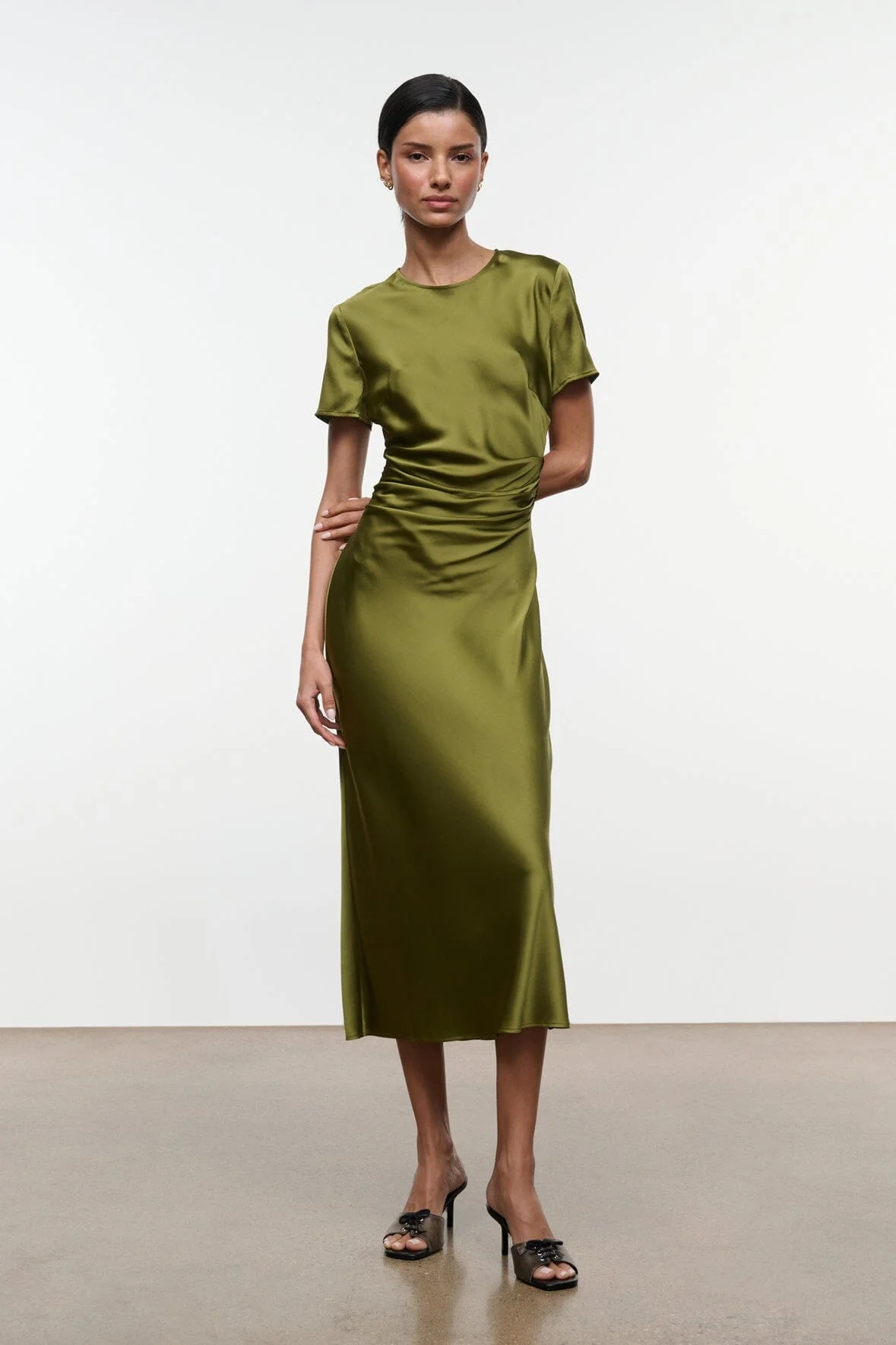 STAUD MARCEL SILK DRESS PEAR - 1
