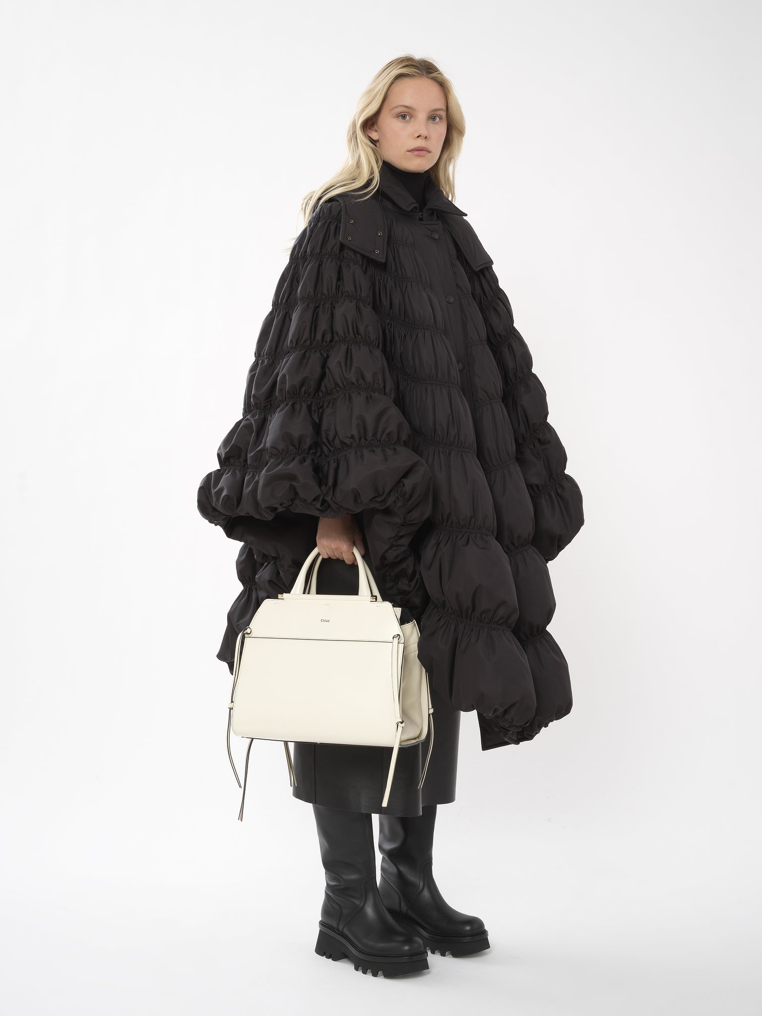 SHORT PUFFER CAPE COAT - 5