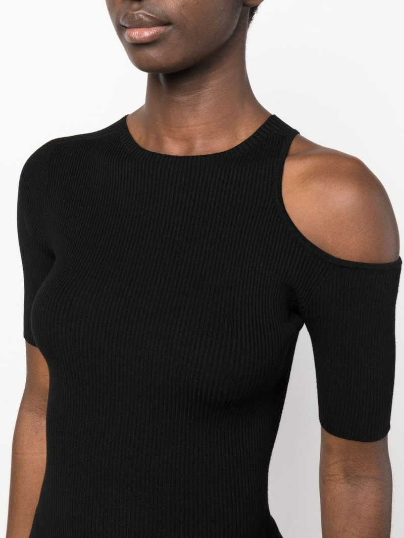 cut-out ribbed 미디 드레스 5
