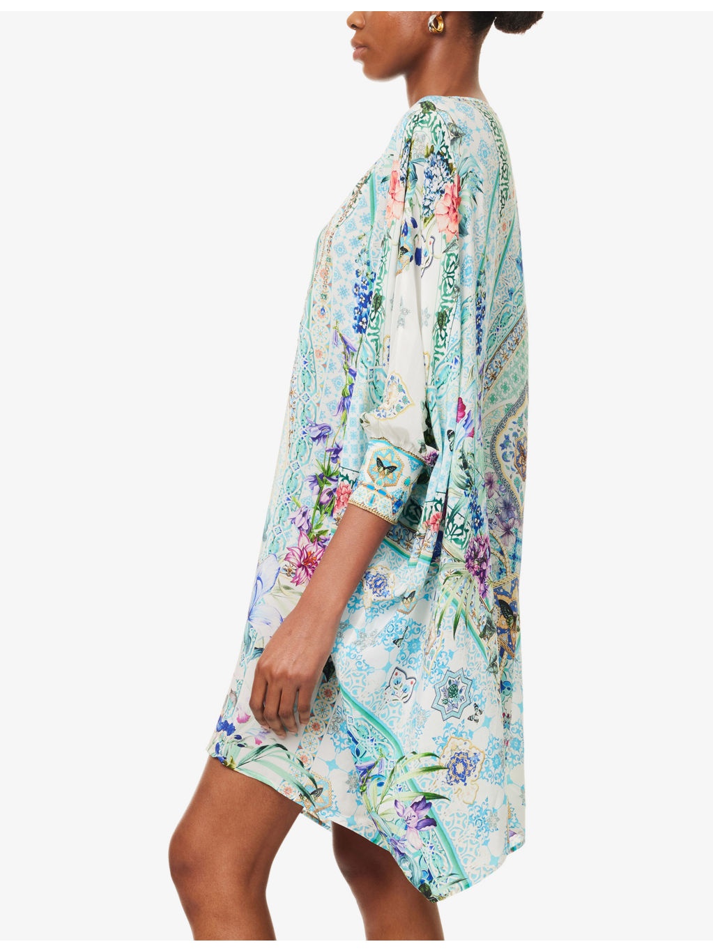 Sunrise In Sintra V-Neck Silk Kaftan - 3