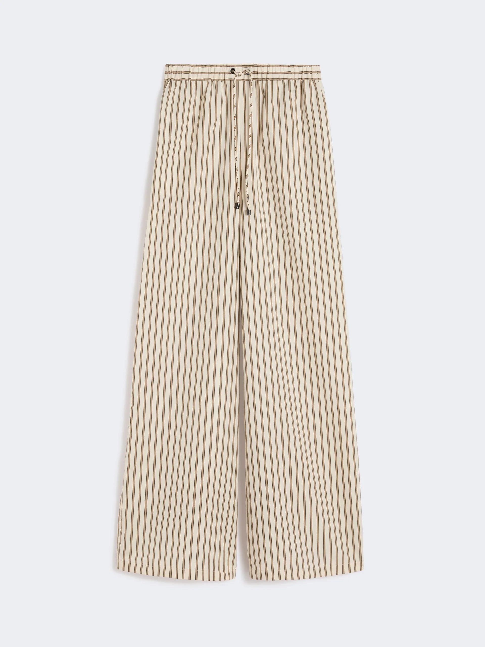 ORDINE Wide-fit striped cotton and silk canvas trousers - BEIGE - 1
