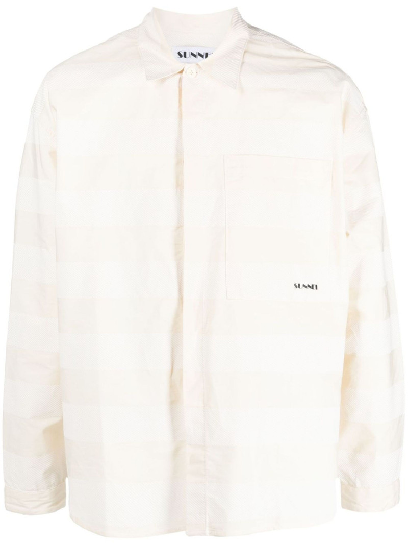 stripe-pattern cotton shirt - 1