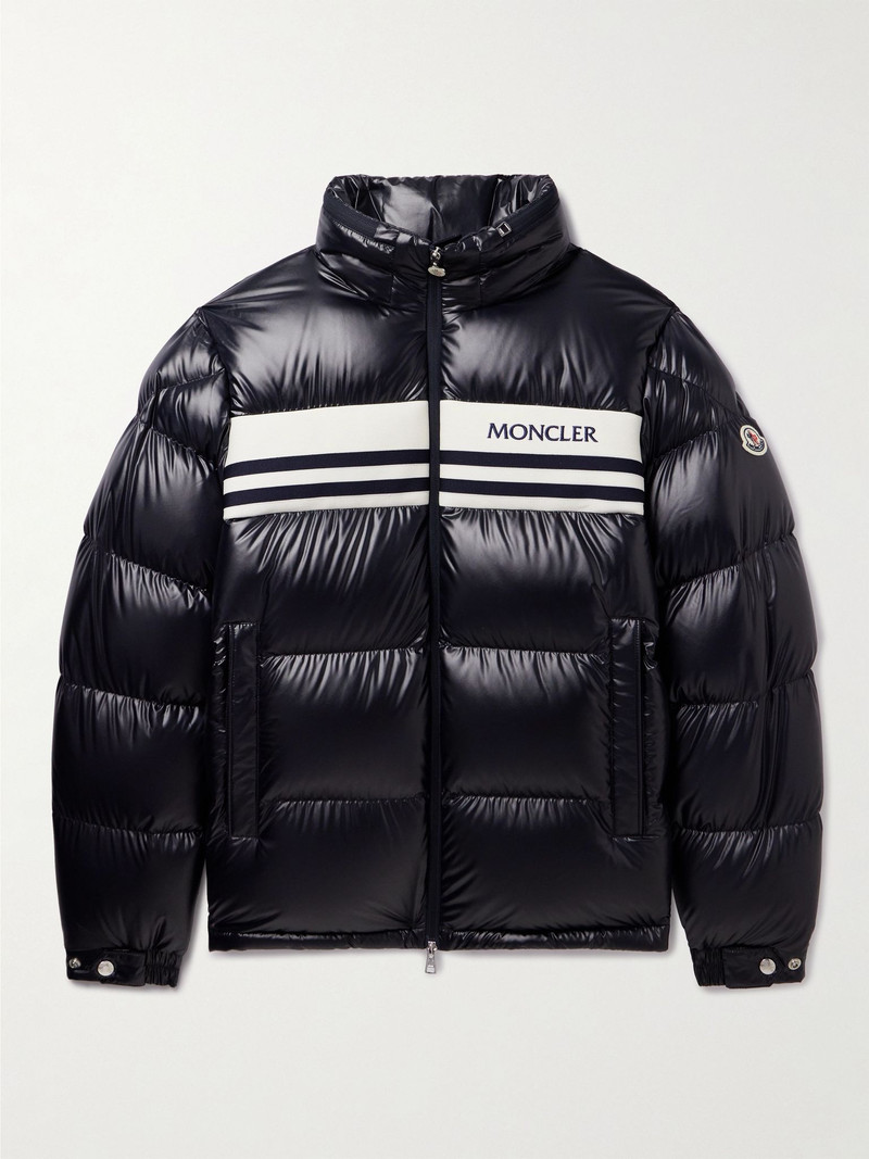 Skarsting Quilted Shell and Logo-Embroidered Jacquard-Knit Down Jacket Navy 1