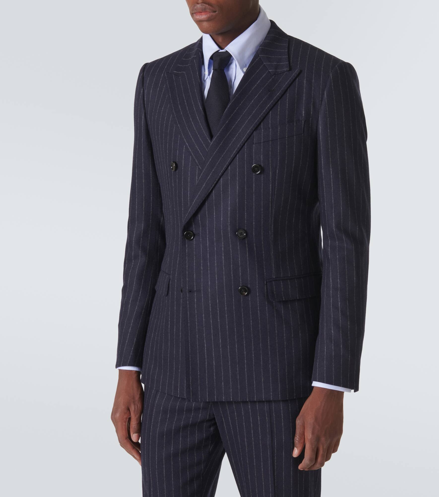 Pinstripe wool and cashmere suit jacket - 3