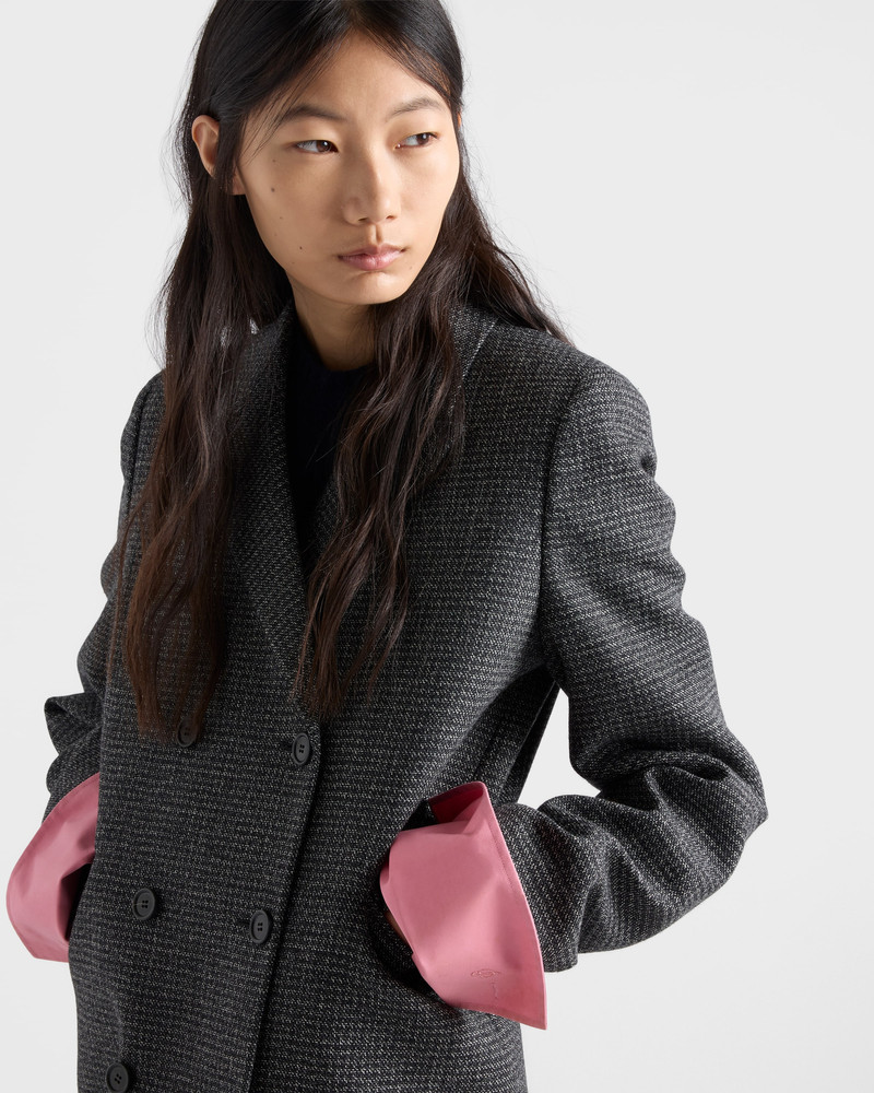 Double-breasted gingham-checked mouliné wool coat 3