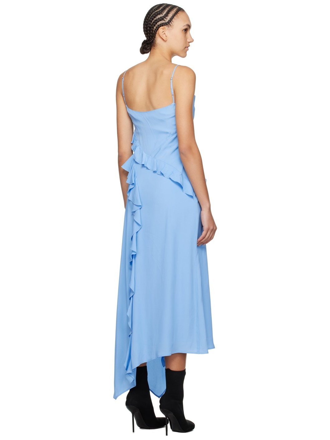 Blue Ruffle Maxi Dress - 3