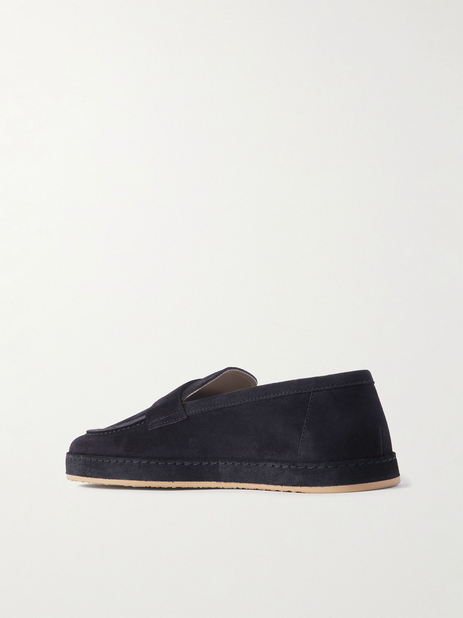 Washed-Suede Penny Loafers Navy - 4