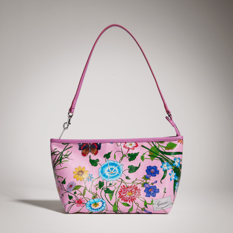 Flora-motif small pouch with strap 1