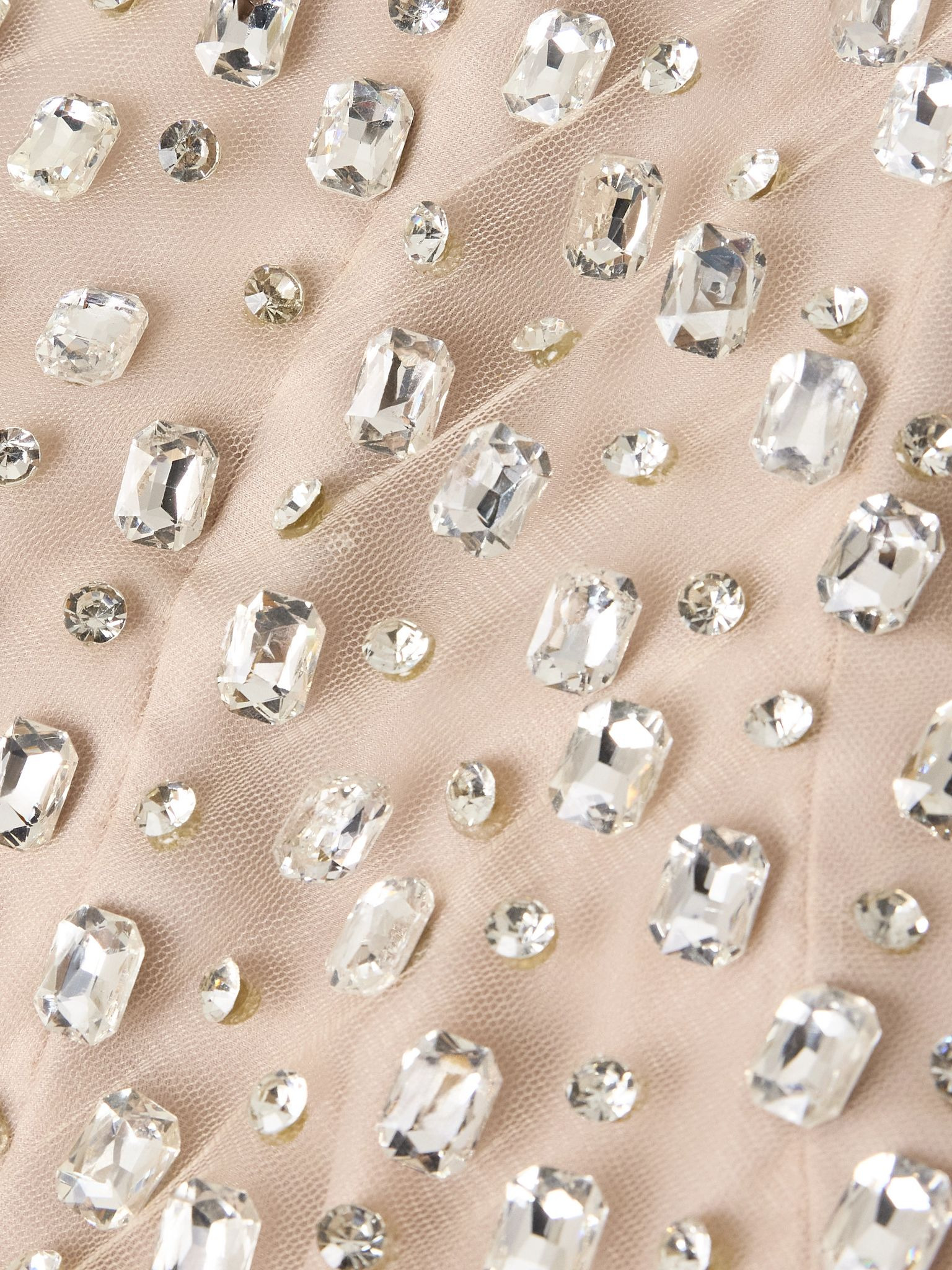 Strapless crystal-embellished tulle bustier top Neutral - 4