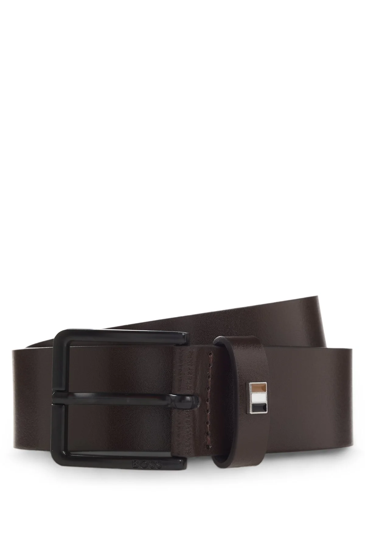LEATHER BELT WITH MATTE BLACK HARDWARE - 1