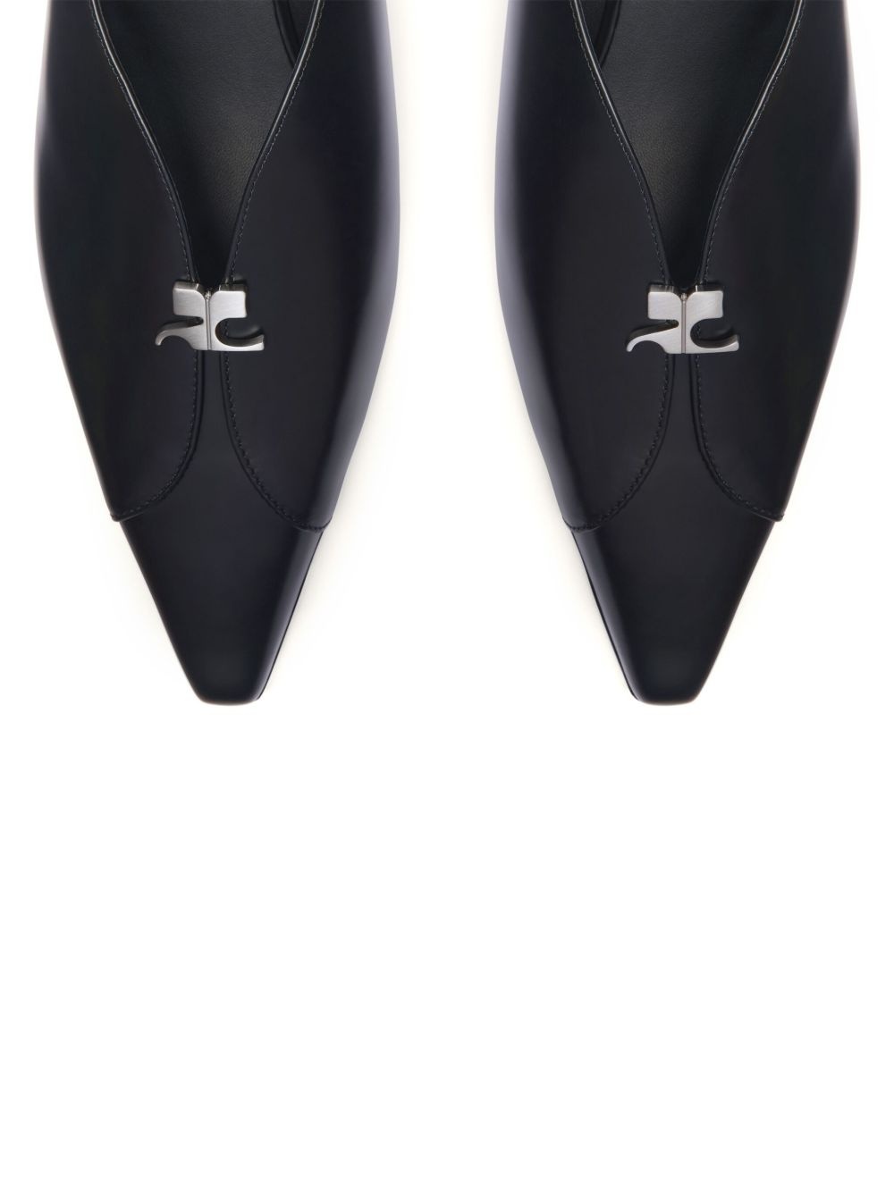 leather slingbacks with logo plaque - 4