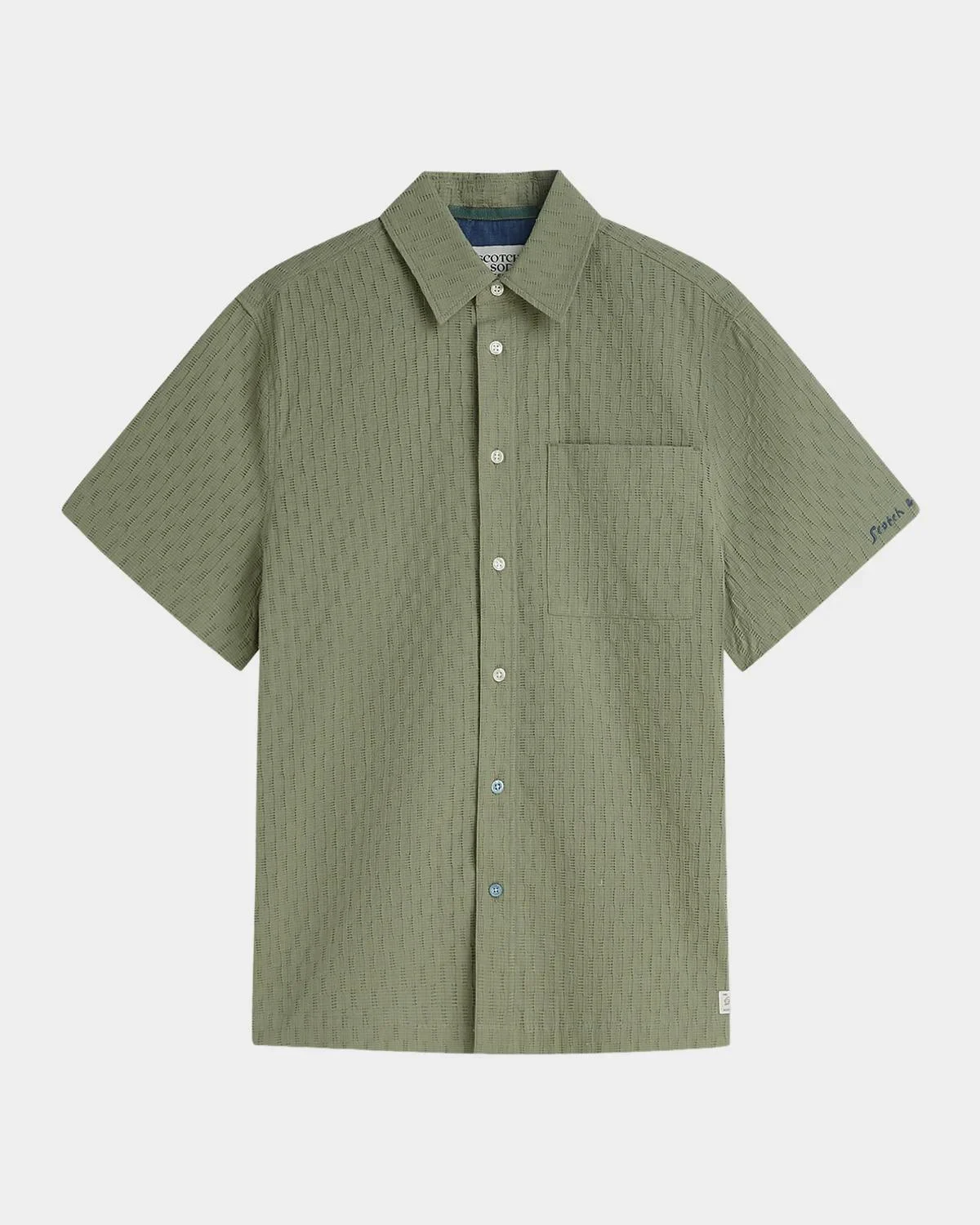 Men's Jacquard Seersucker Short-Sleeve Shirt - 1