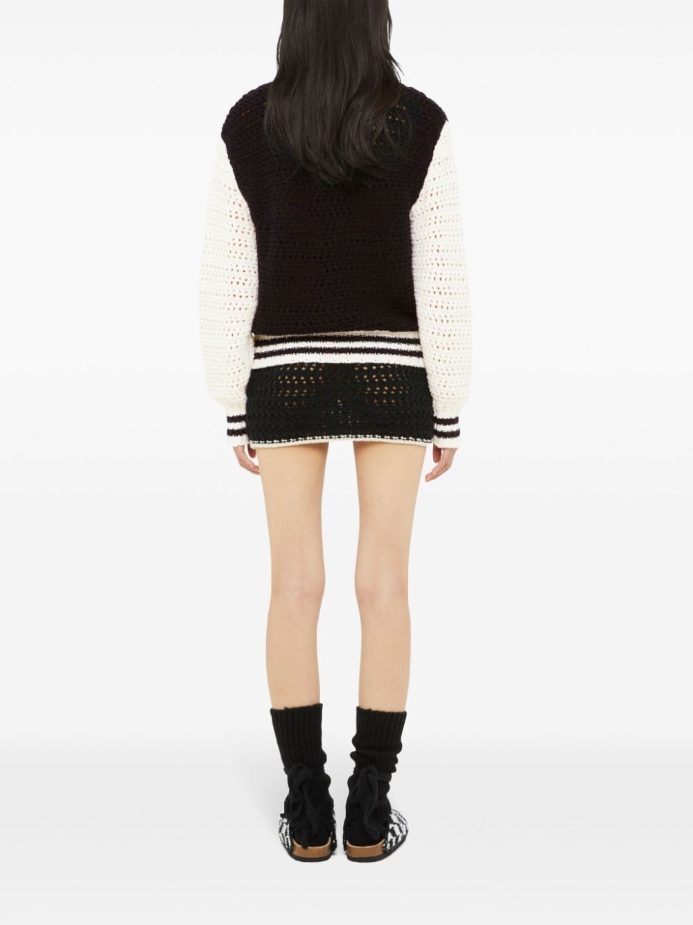 crochet-knit bomber jacket - 5