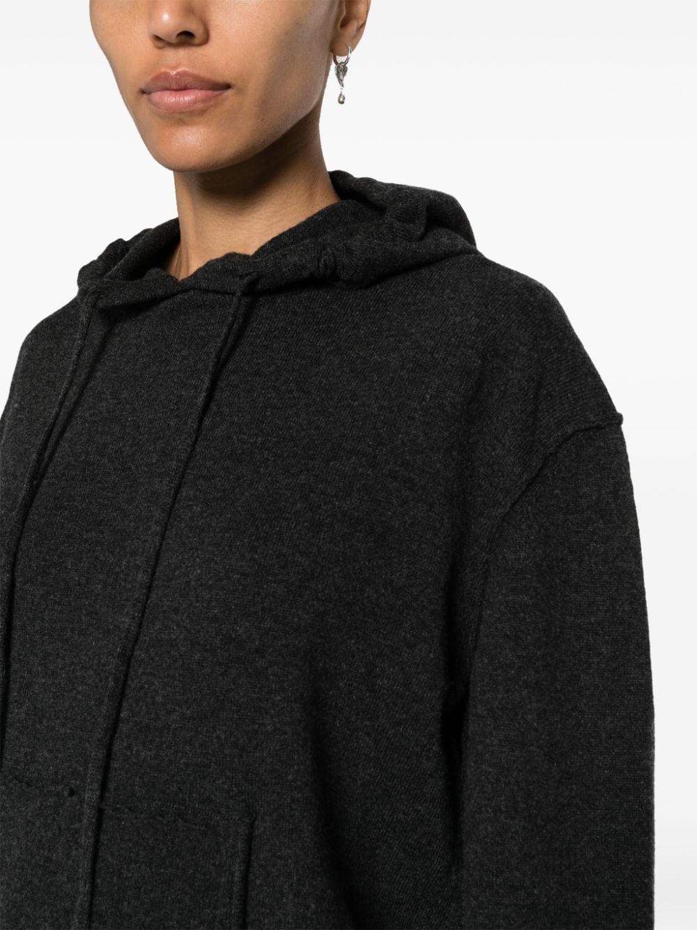 four-stitch logo wool blend hoodie - 5