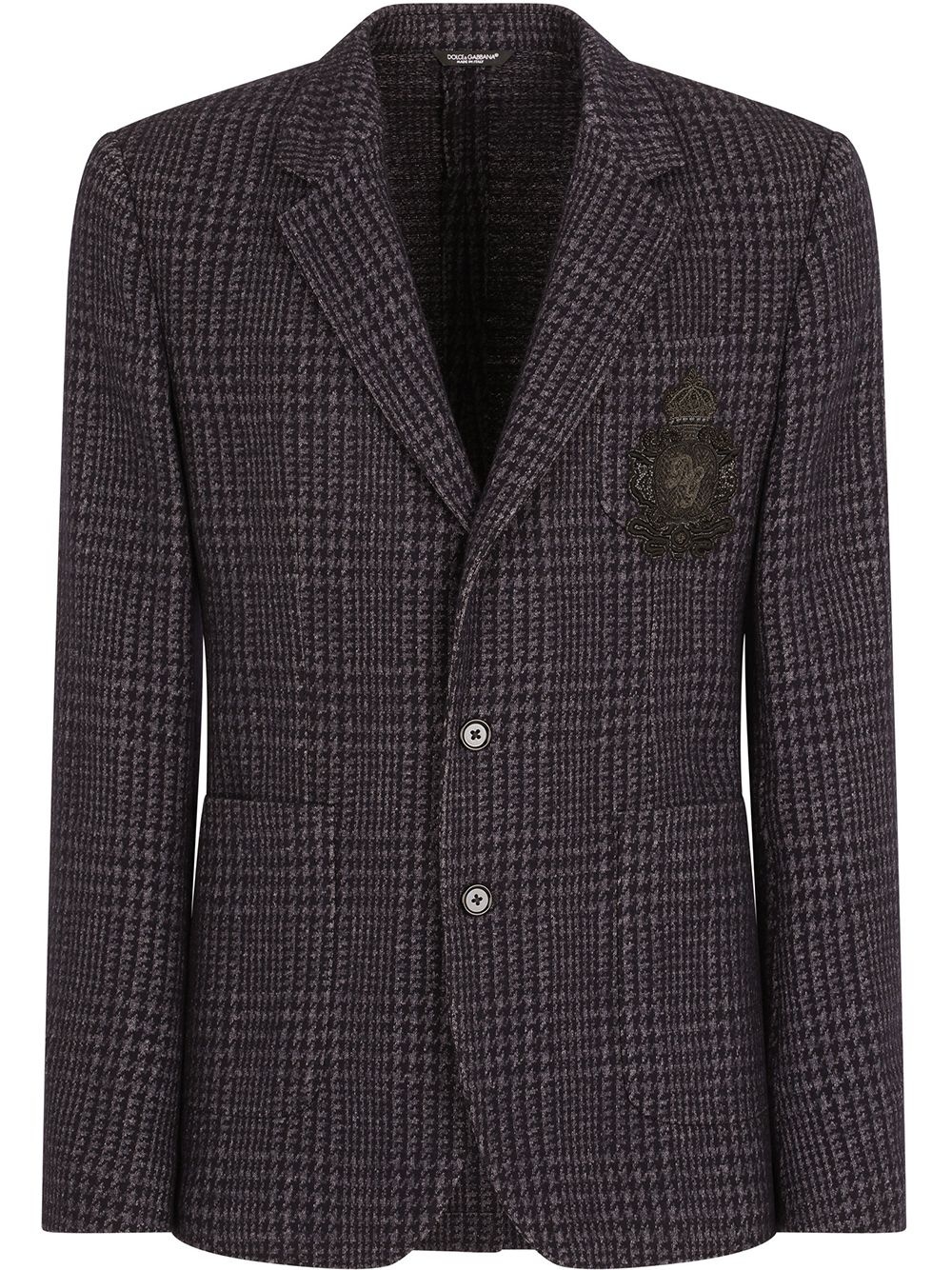 wool-blend checked blazer - 1