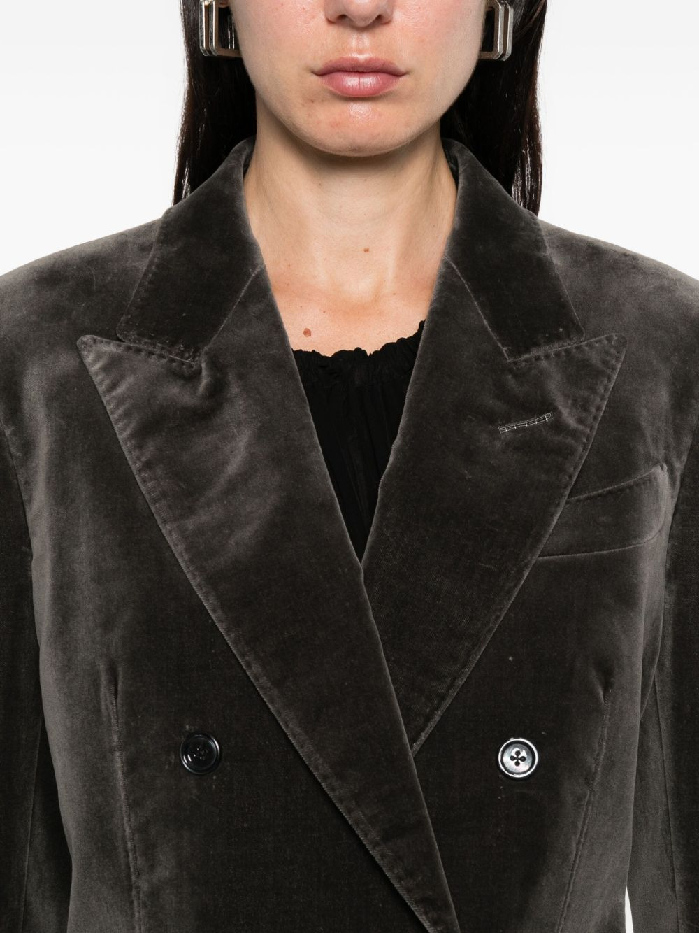 double-breasted velvet jacket - 5