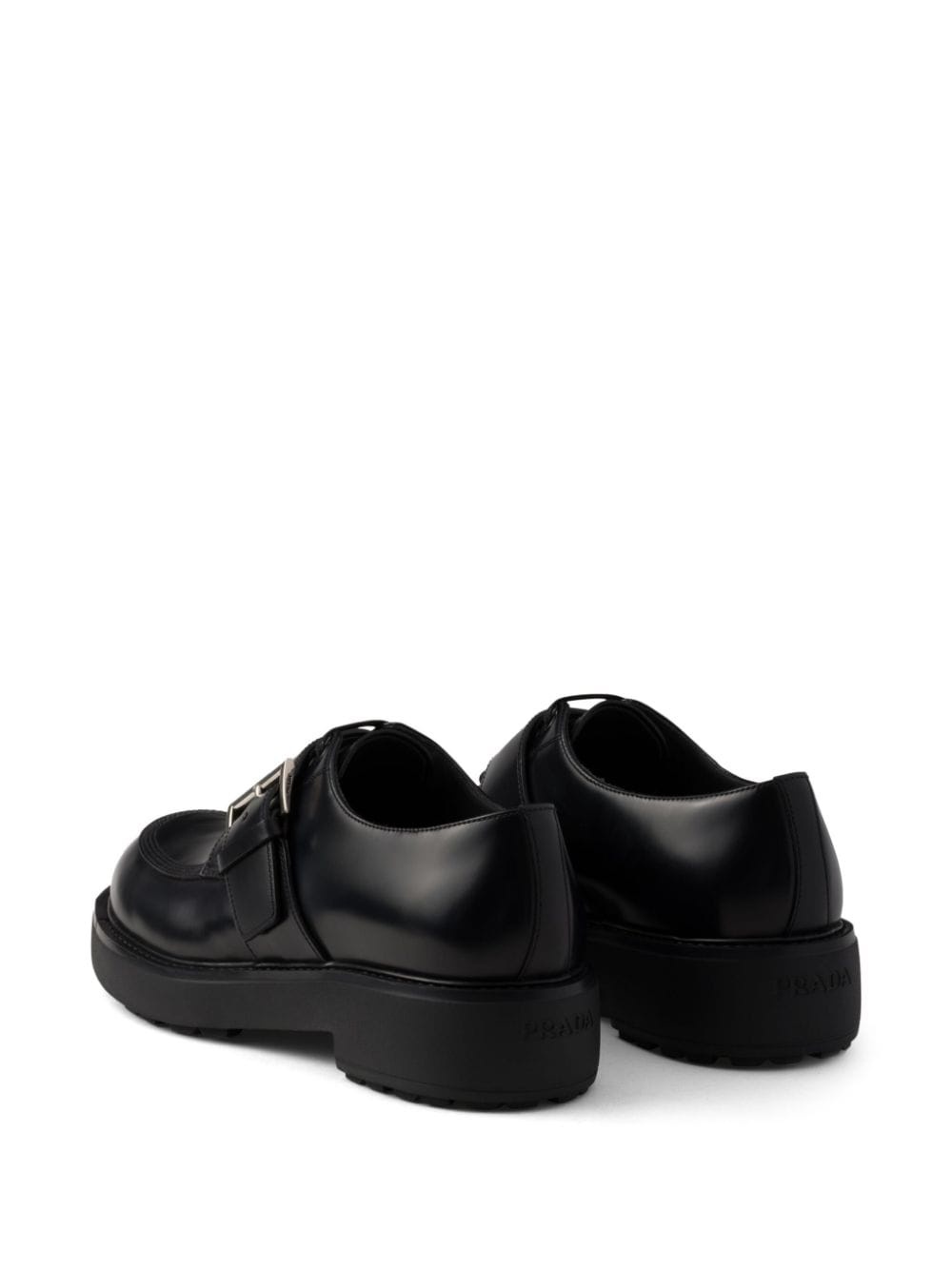 brushed leather buckled derby shoes - 3