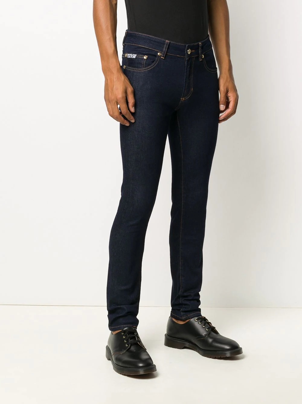 embroidered-logo slim fit jeans - 3