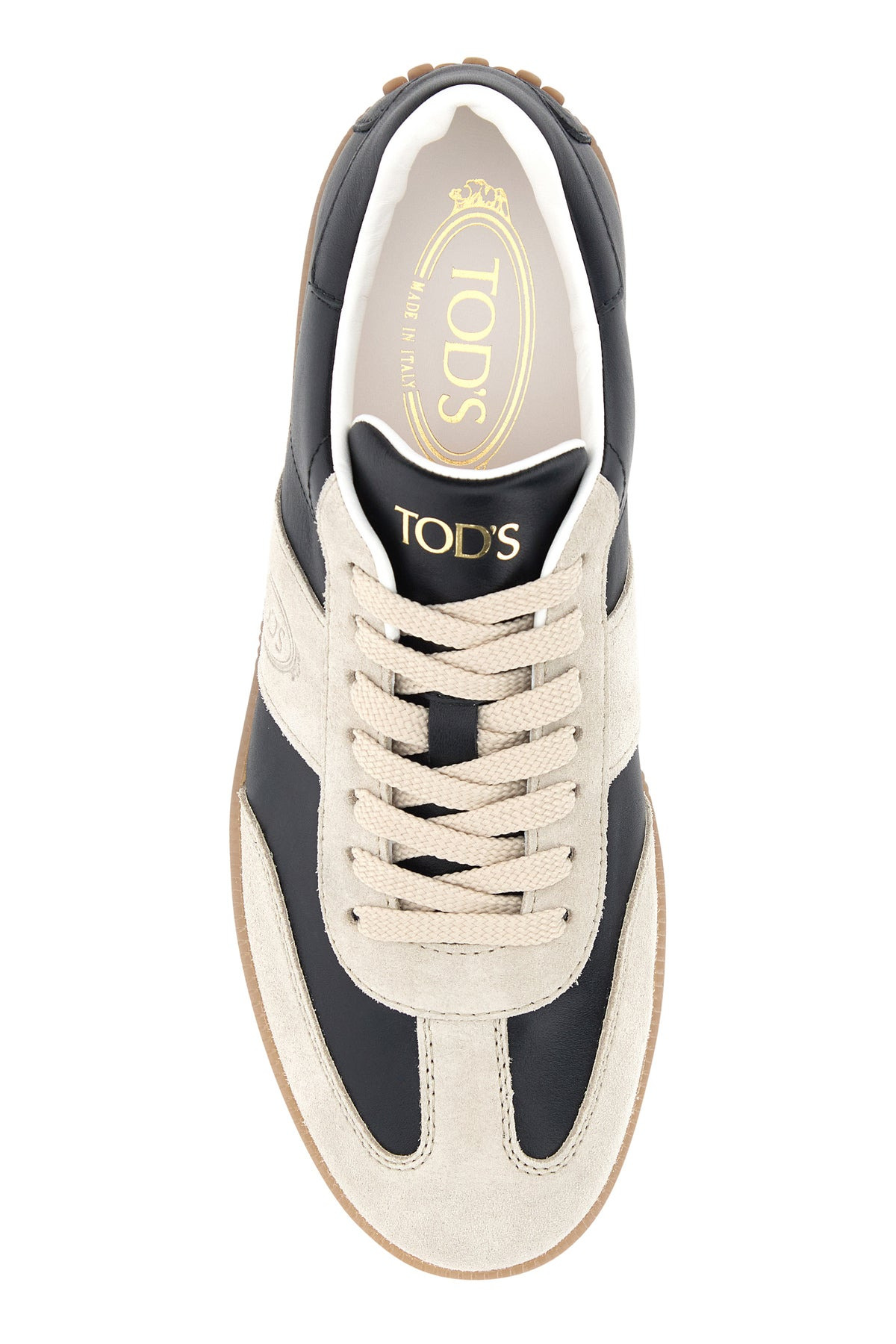 Two-tone leather and suede sneakers - 4