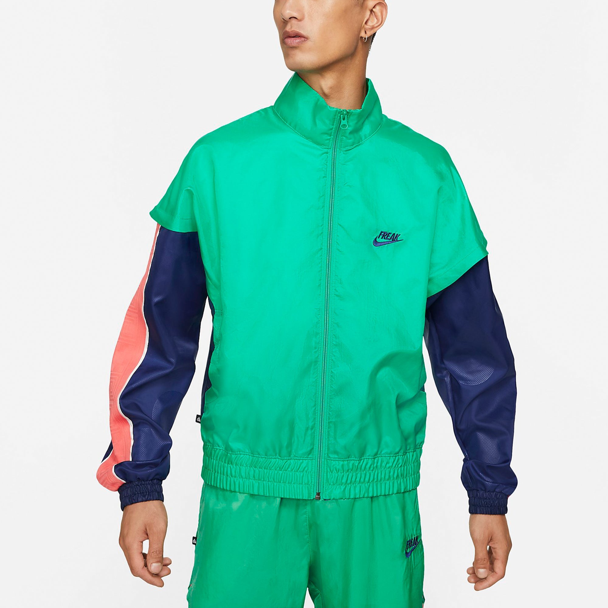 Nike Giannis Lightweight Colorblock Athleisure Casual Sports Woven Stand Collar Jacket Green DA5670- - 4