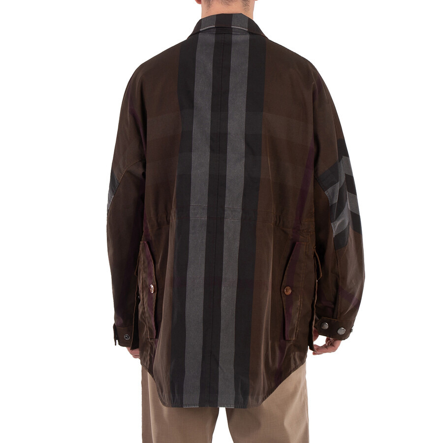 Burberry Dark Birch Brown Check Cotton Blend Field Jacket - 3