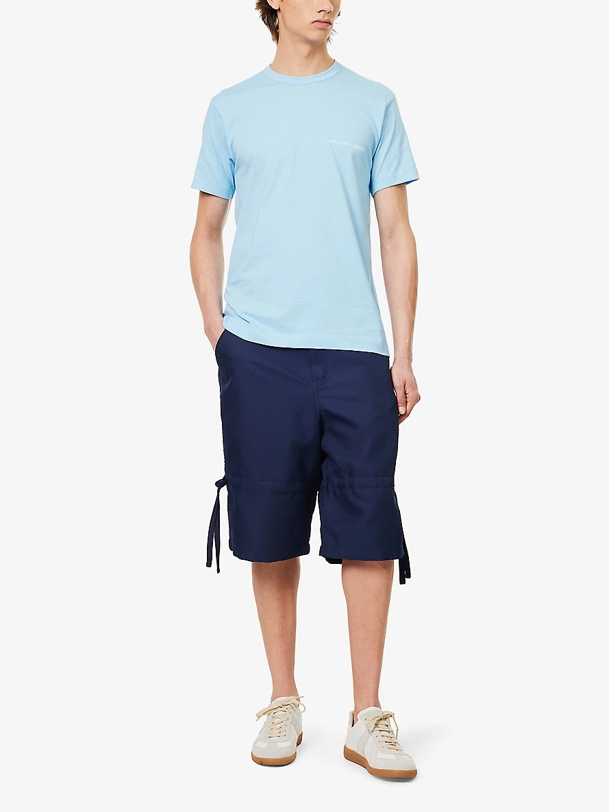 Drawstring-trim structured-waistband woven shorts - 2