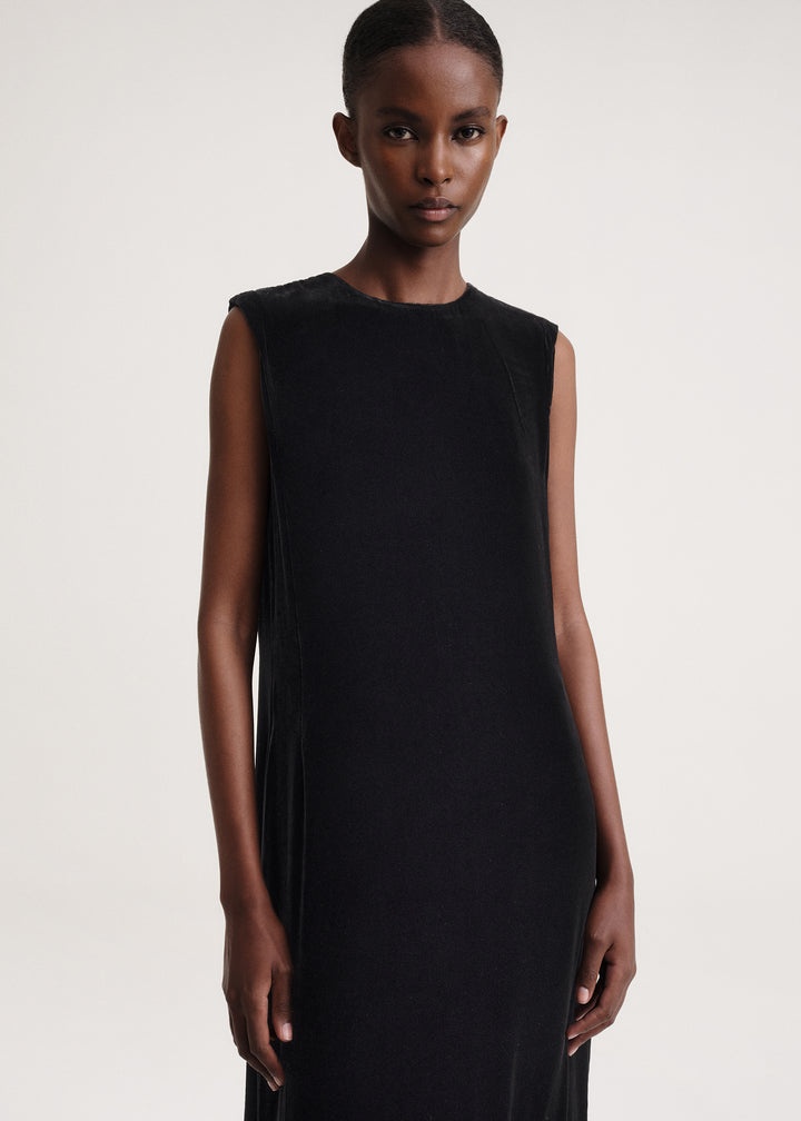 Gathered-hem velvet dress black - 4