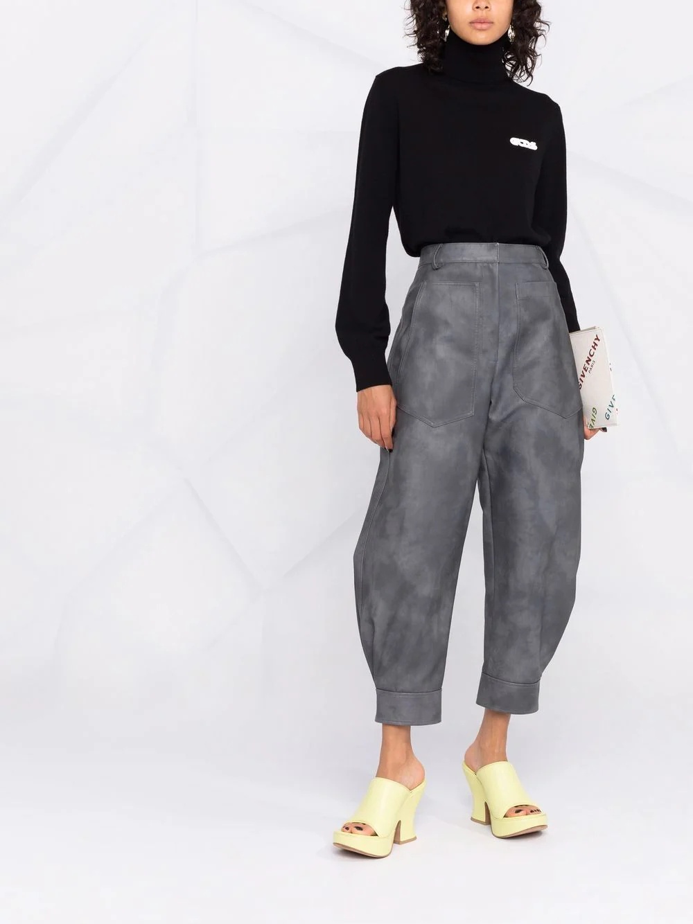 embroidered logo roll neck jumper - 2