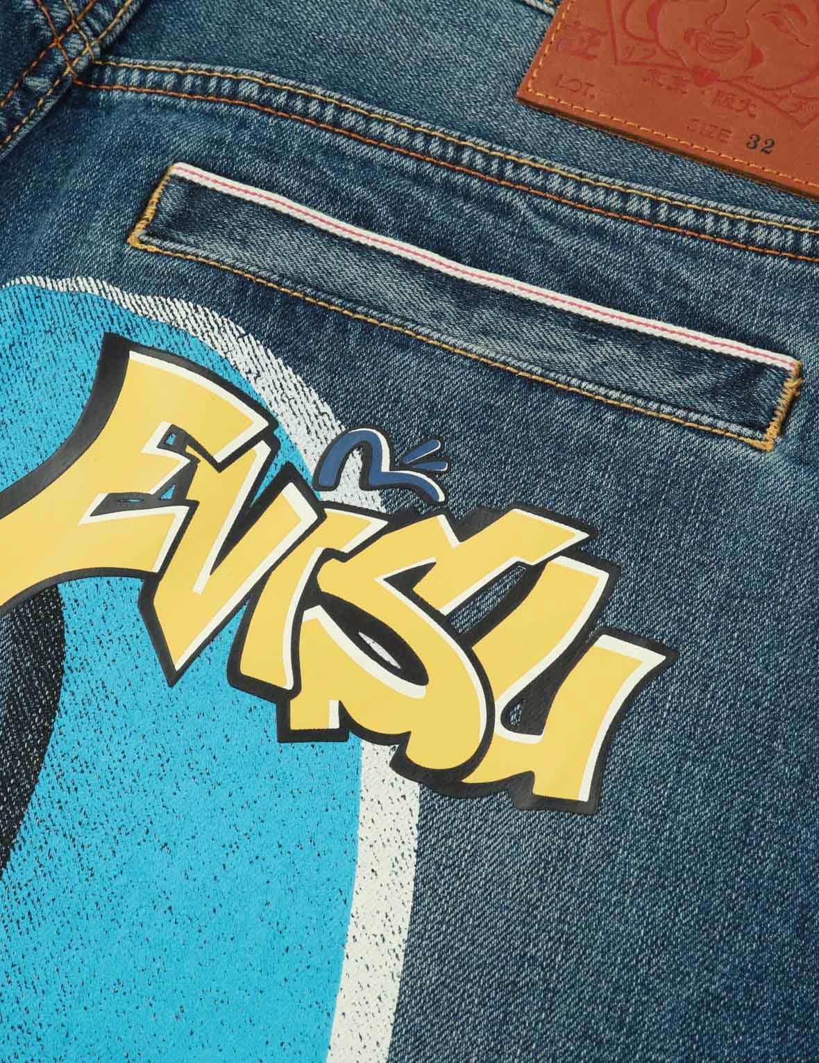 GRAFFITI DAICOCK PRINT DENIM JEANS - 7