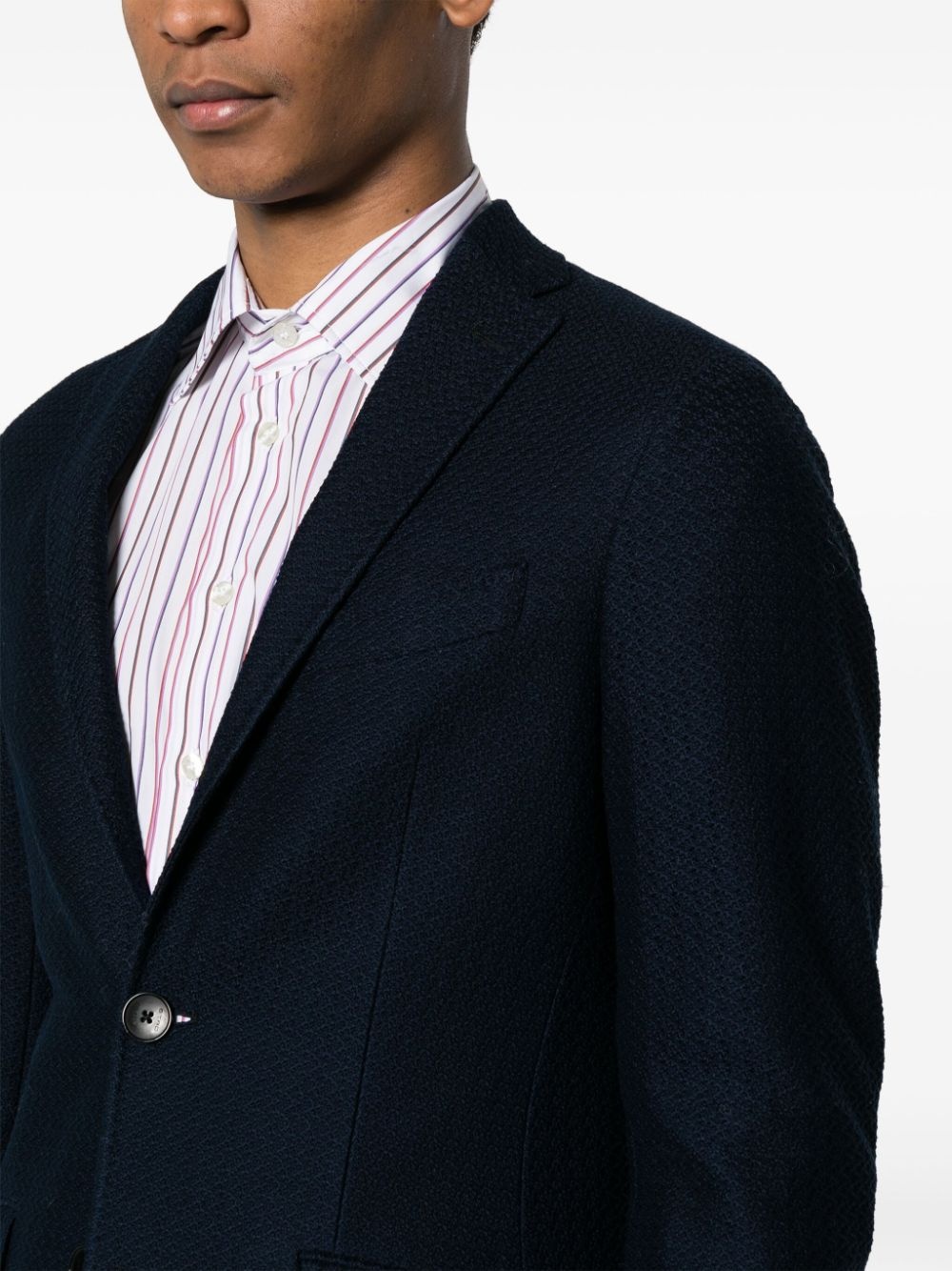 patterned-jacquard single-breasted blazer - 5