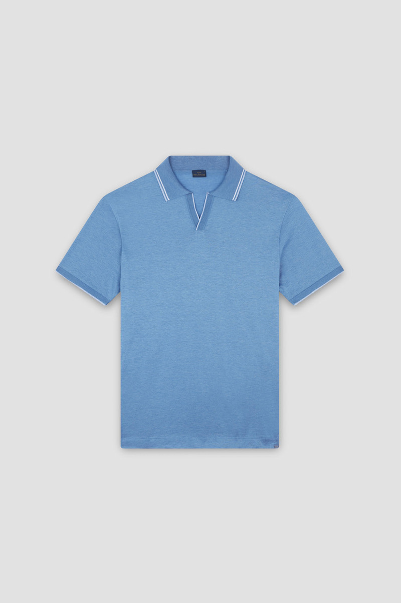 PERLÉ COTTON JERSEY POLO WITH STRIPED DETAIL - 1