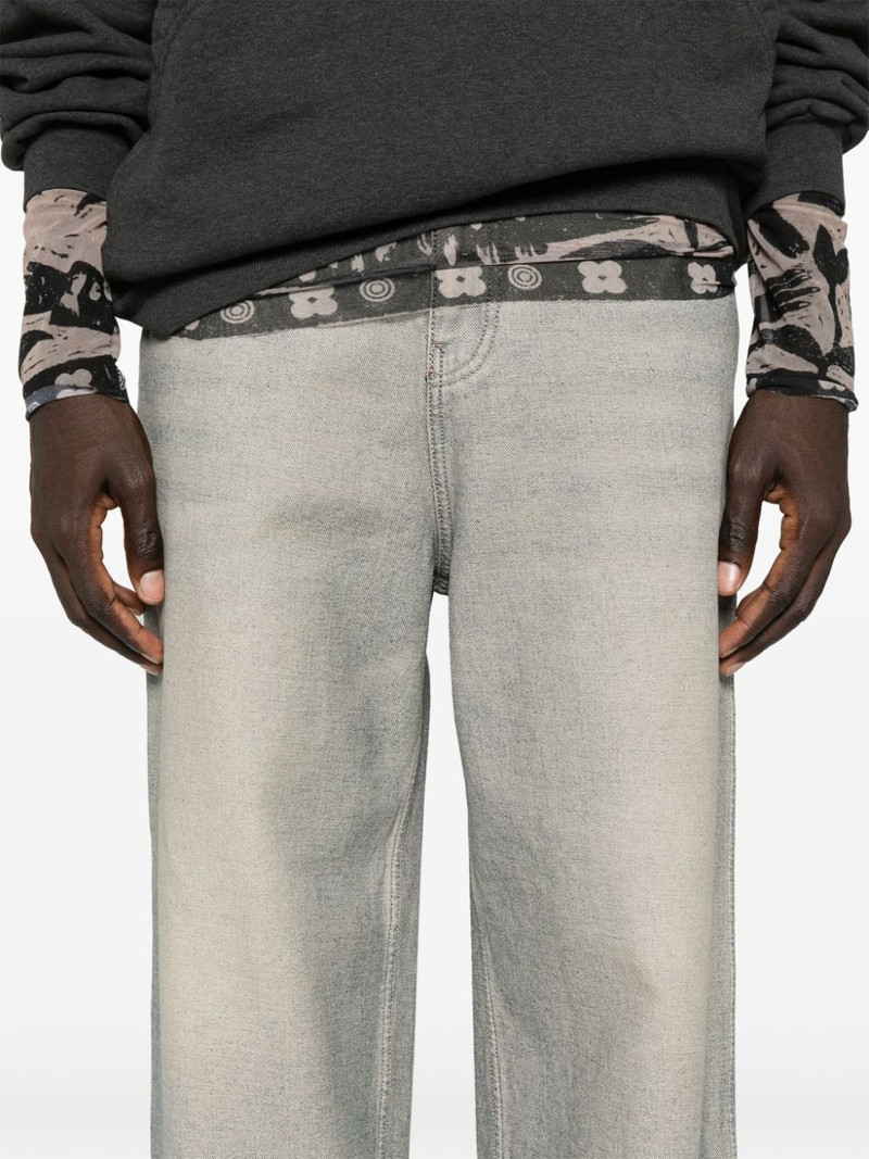 logo-patch faded tapered jeans 6