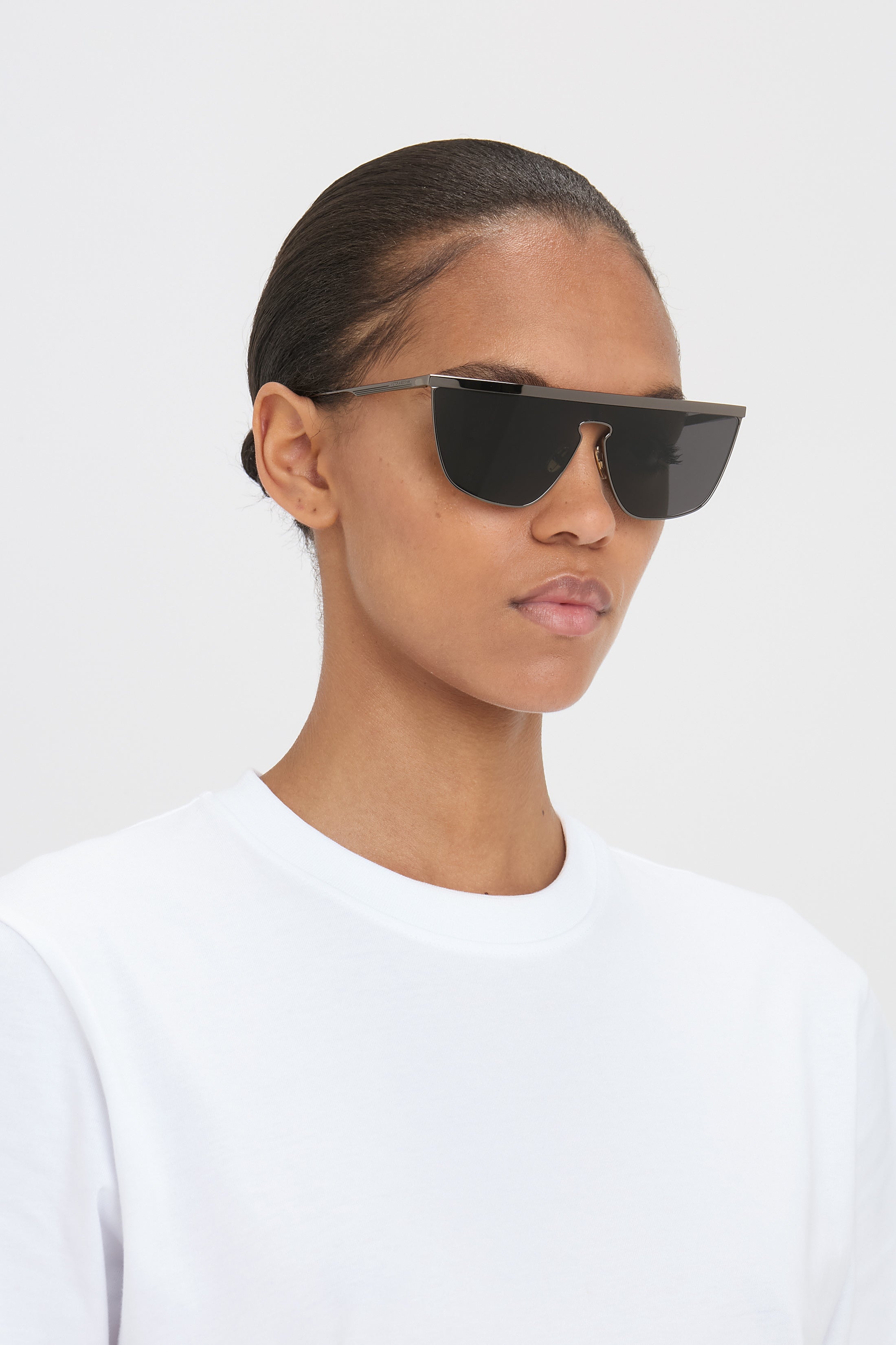Geometric Visor Sunglasses In Dark Ruthenium-Grey - 6