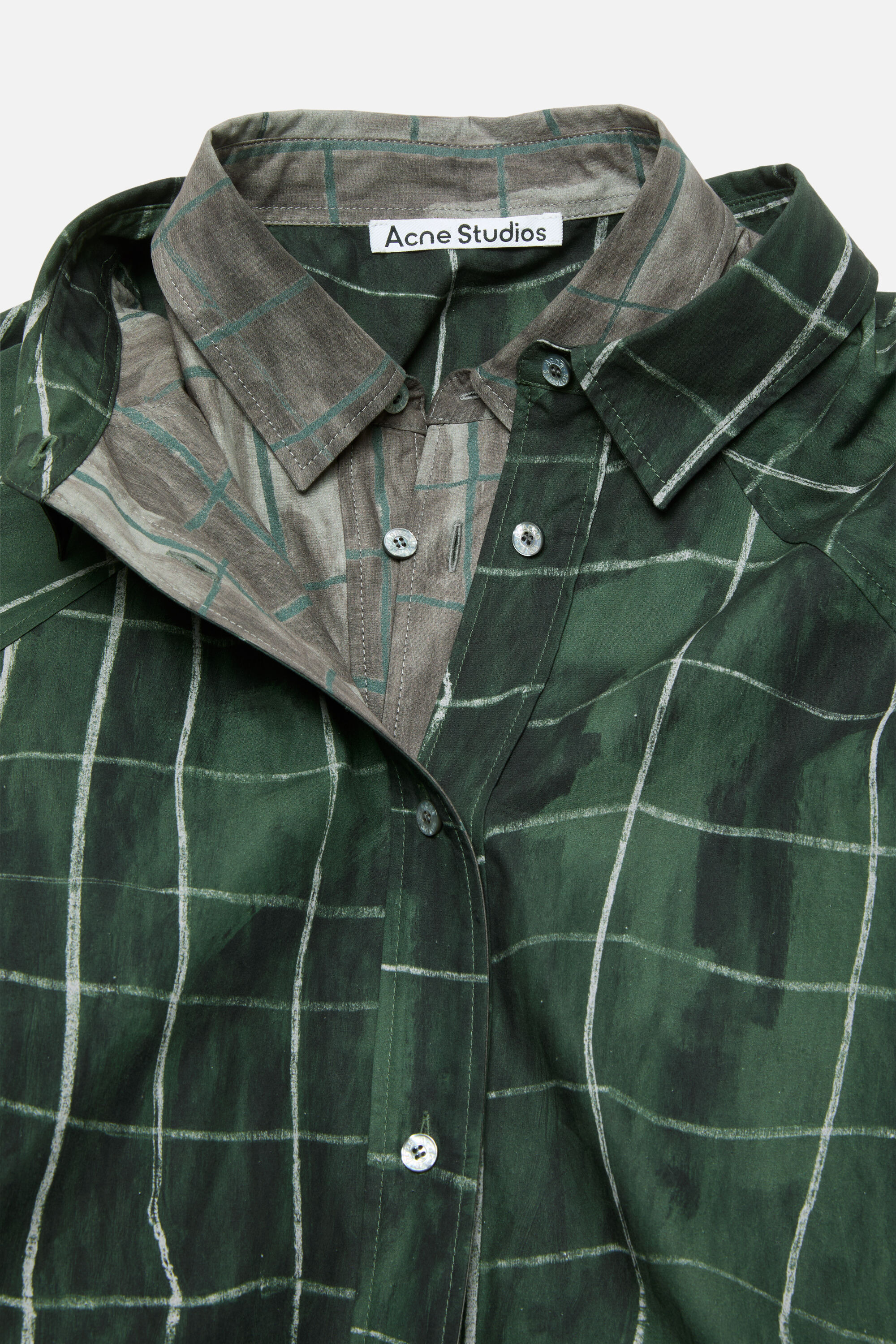 Layered check shirt - Green/grey - 5