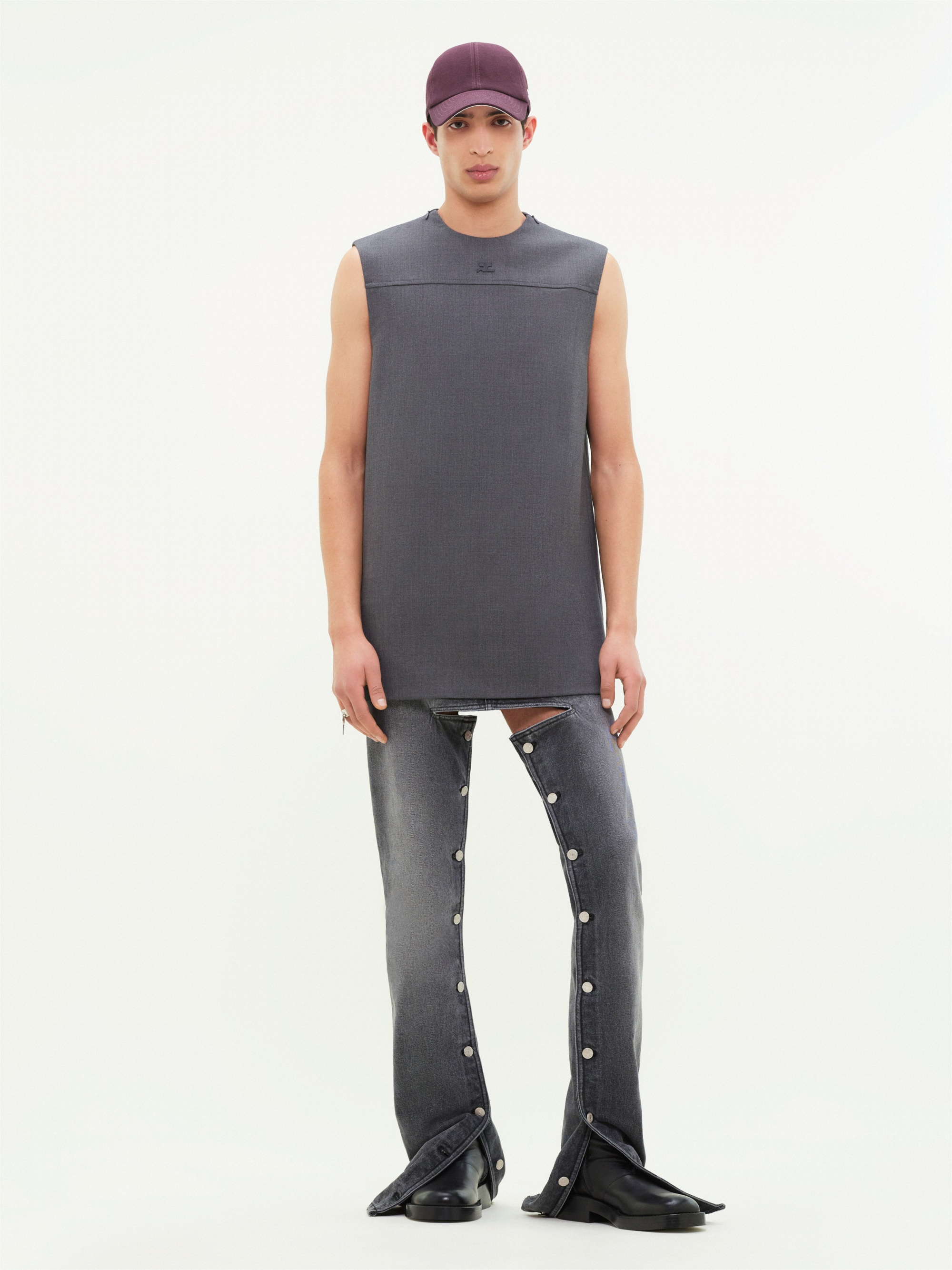 WOOL SLEEVELESS TAILORED TOP - 2