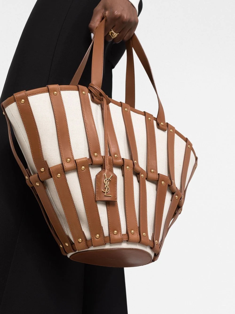 トートバッグ Saint Laurent Biscuit canvas Panier shopping bag SAINT LAURENT Panier basket tote | REVERSIBLE