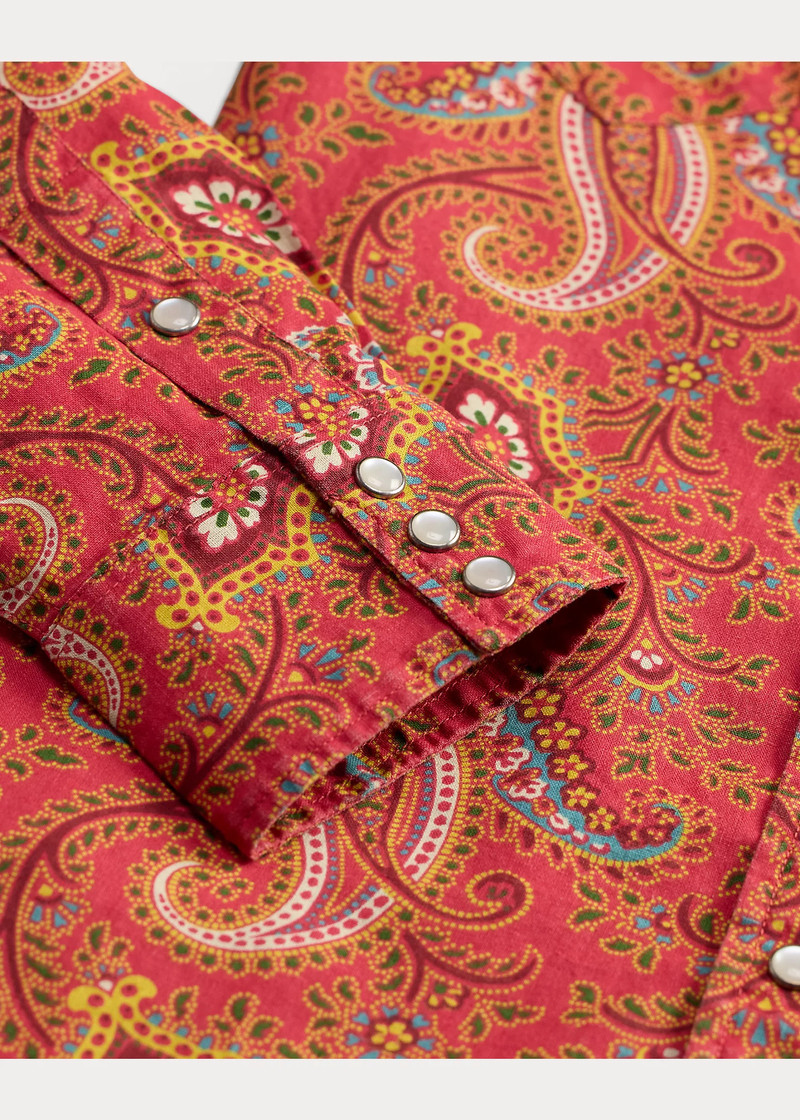 Slim Paisley Linen-Cotton Western Shirt 4
