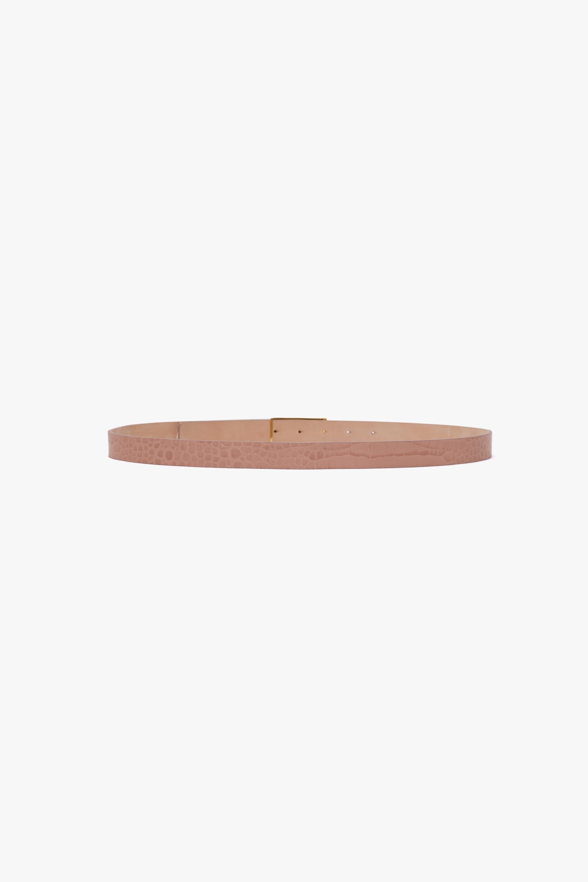 Frame Belt In Blush Pink Croc Embossed Leather - 4
