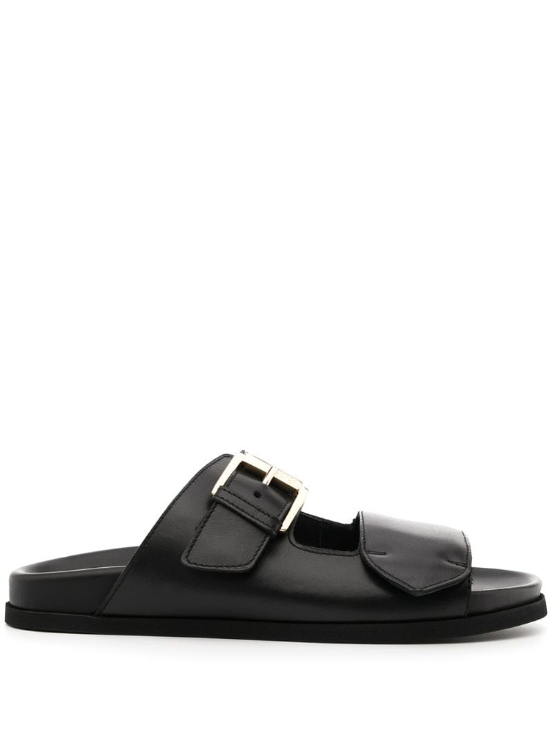 buckled leather slides - 1