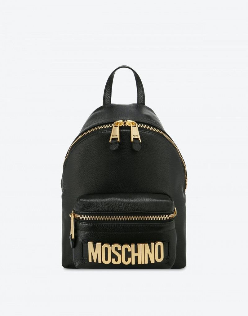 LEATHER BACKPACK WITH LETTERING LOGO 1