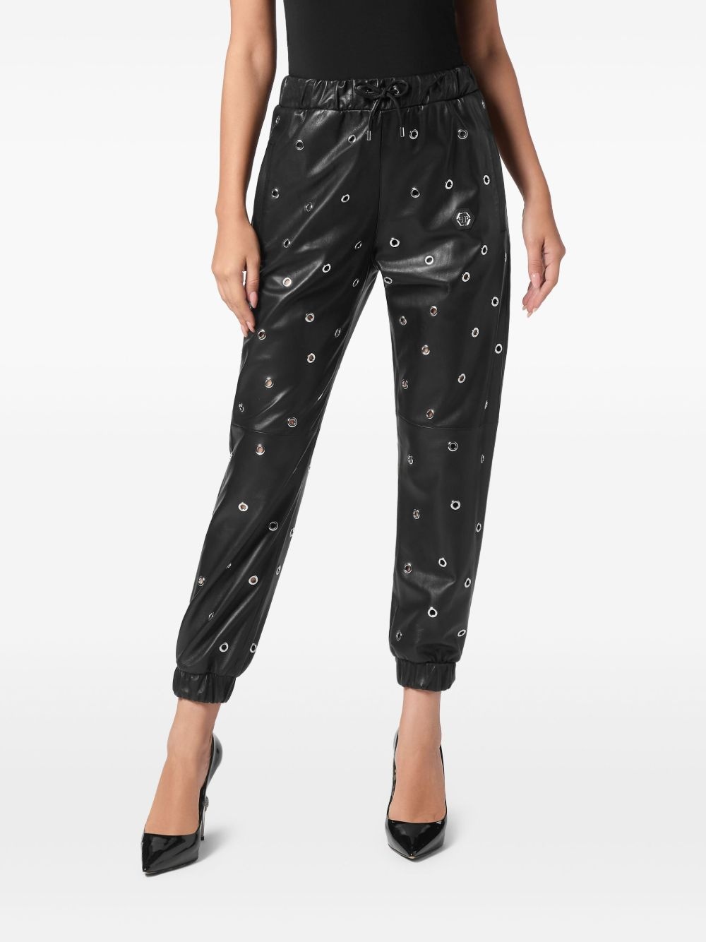 Eyelet leather trousers - 3