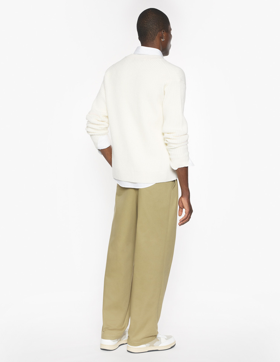 FOX HEAD WOOL RIBBED CARDIGAN - 5