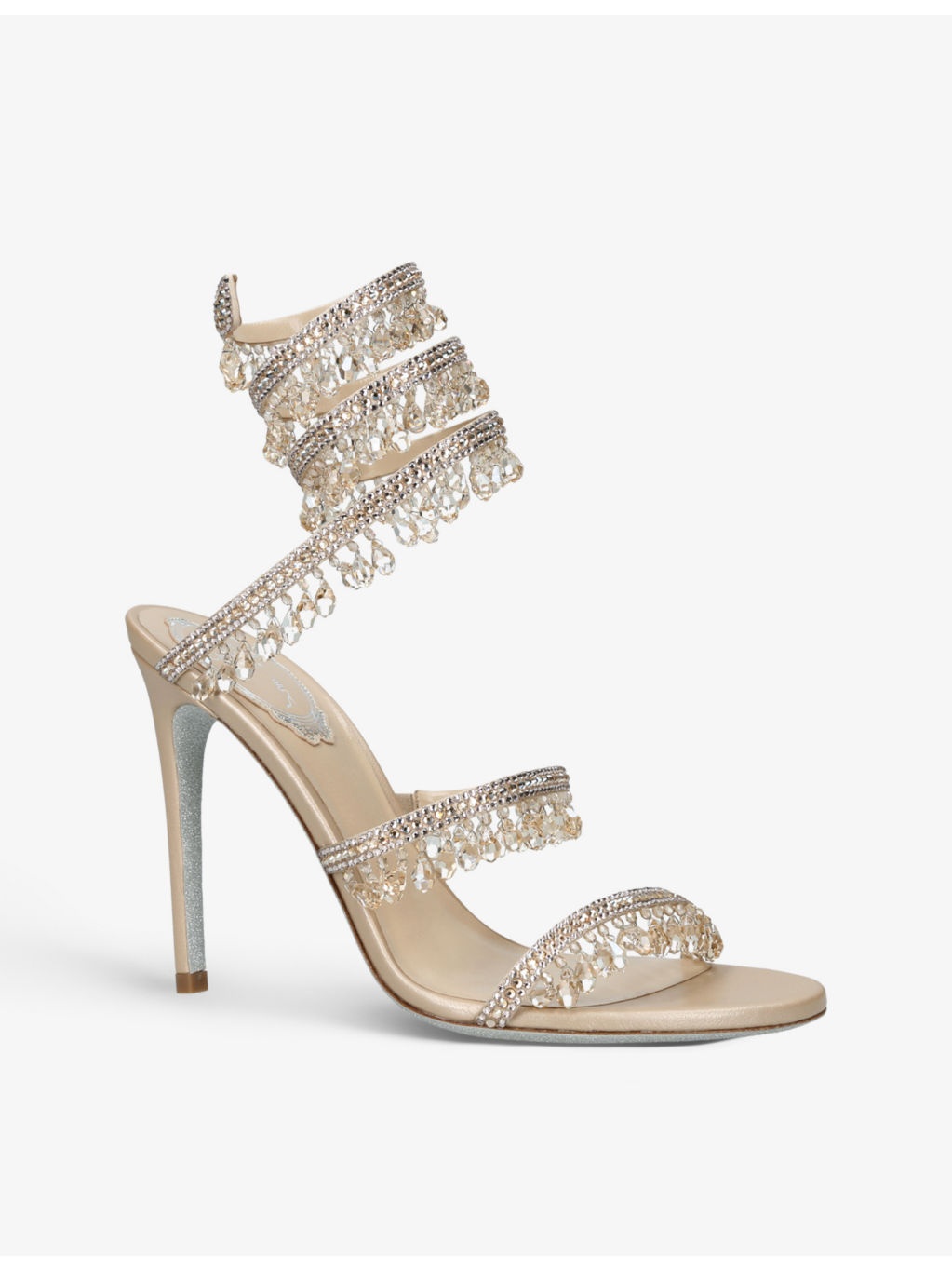 Chandelier 105 crystal-embellished leather heeled courts - 3