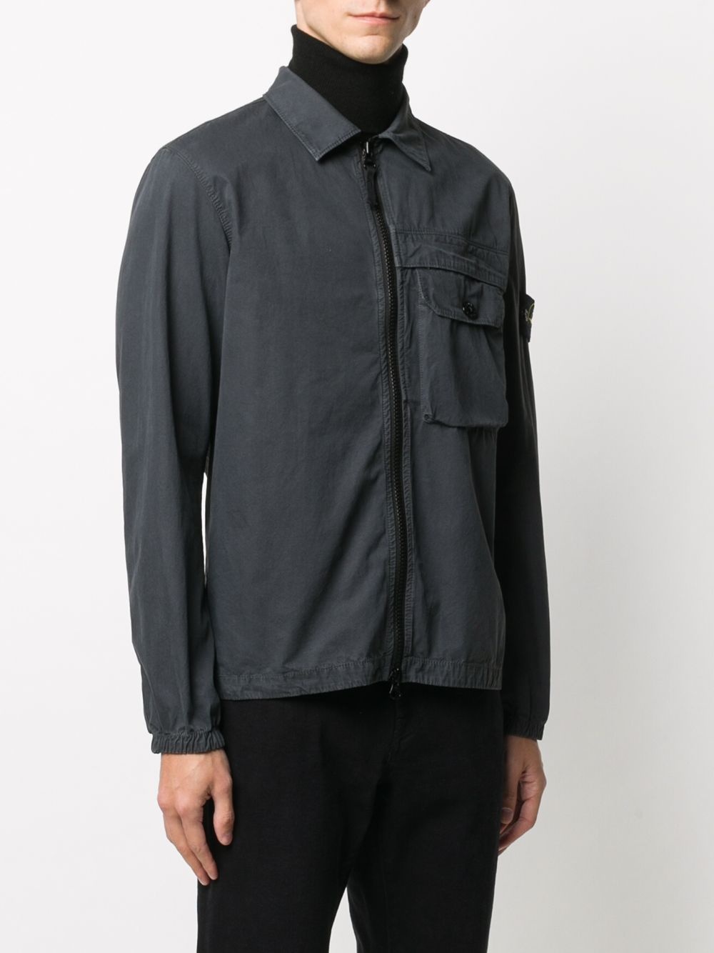 zipped cotton overshirt - 3