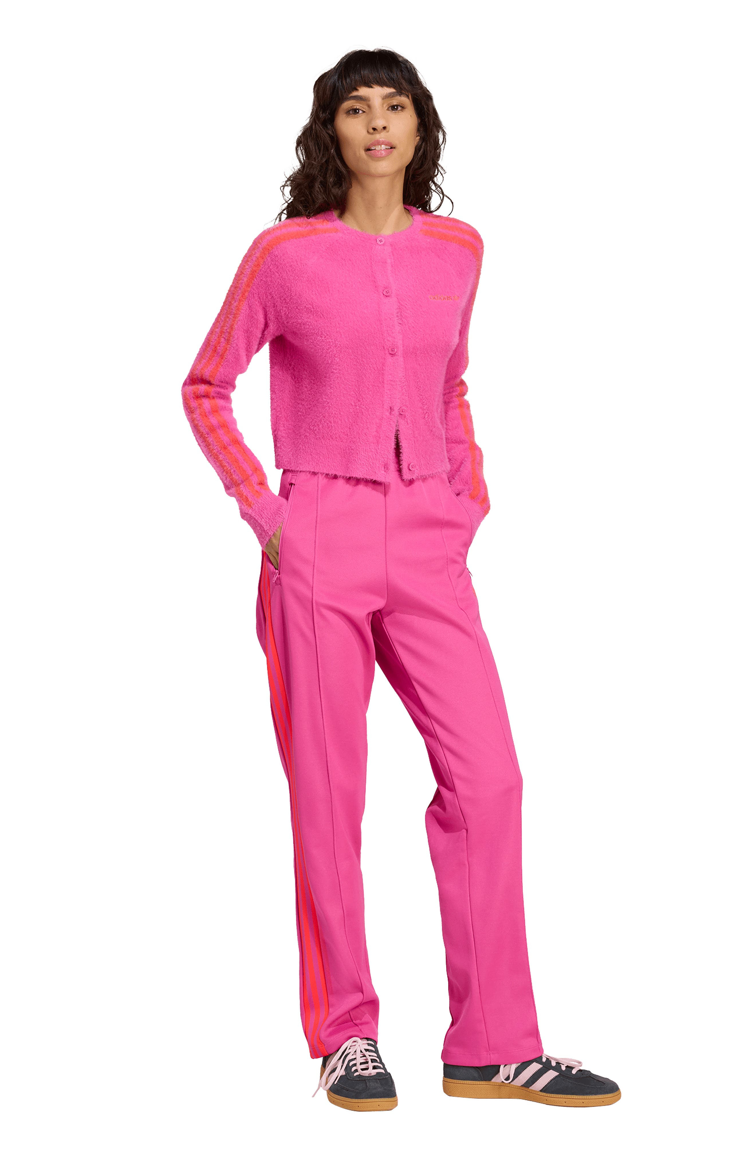 adidas Fluffy Cardigan in Semi Lucid Fuchsia at Nordstrom - 5
