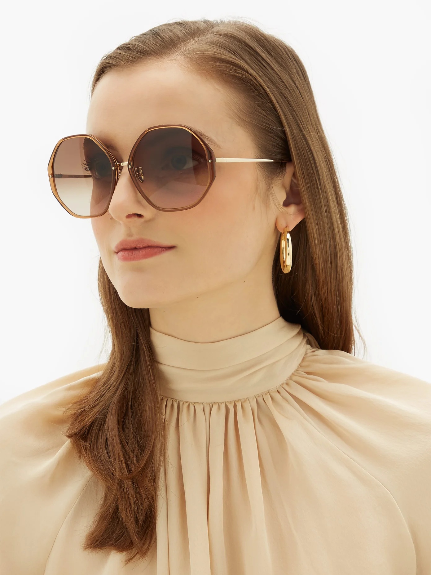 Oversized heptagonal acetate sunglasses - 3